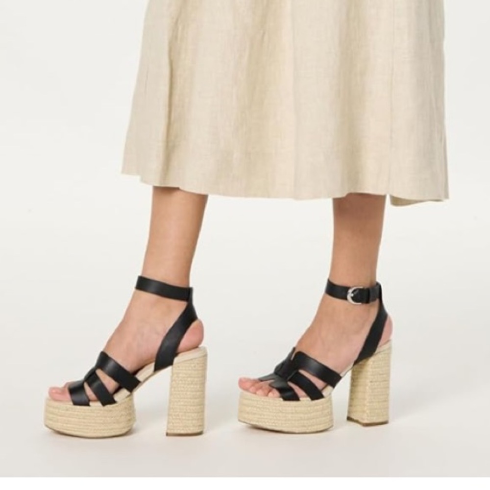 The Drop ‘Bea’ woven black and tan platform heel NEW with tags size 12